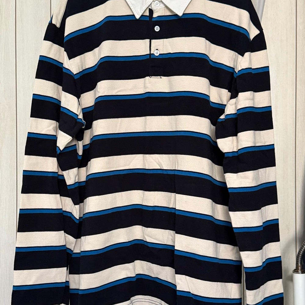 Norse Projects Navy and Cream Men's Shirt